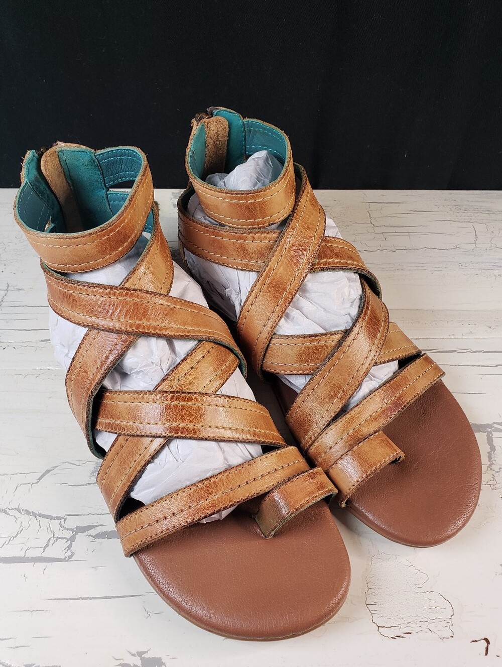 Roan by Bed Stu 'Royalty' Leather Roman Sandals in Pecan - Women's size 9 - Picture 3 of 16